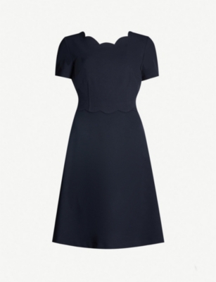 Black Rose Applique Crepe Dress